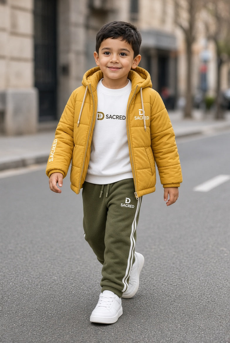 Premium Kids Winter Tracksuit 3-Piece Set Hooded Jacket Sweatshirt and Jogger Pants