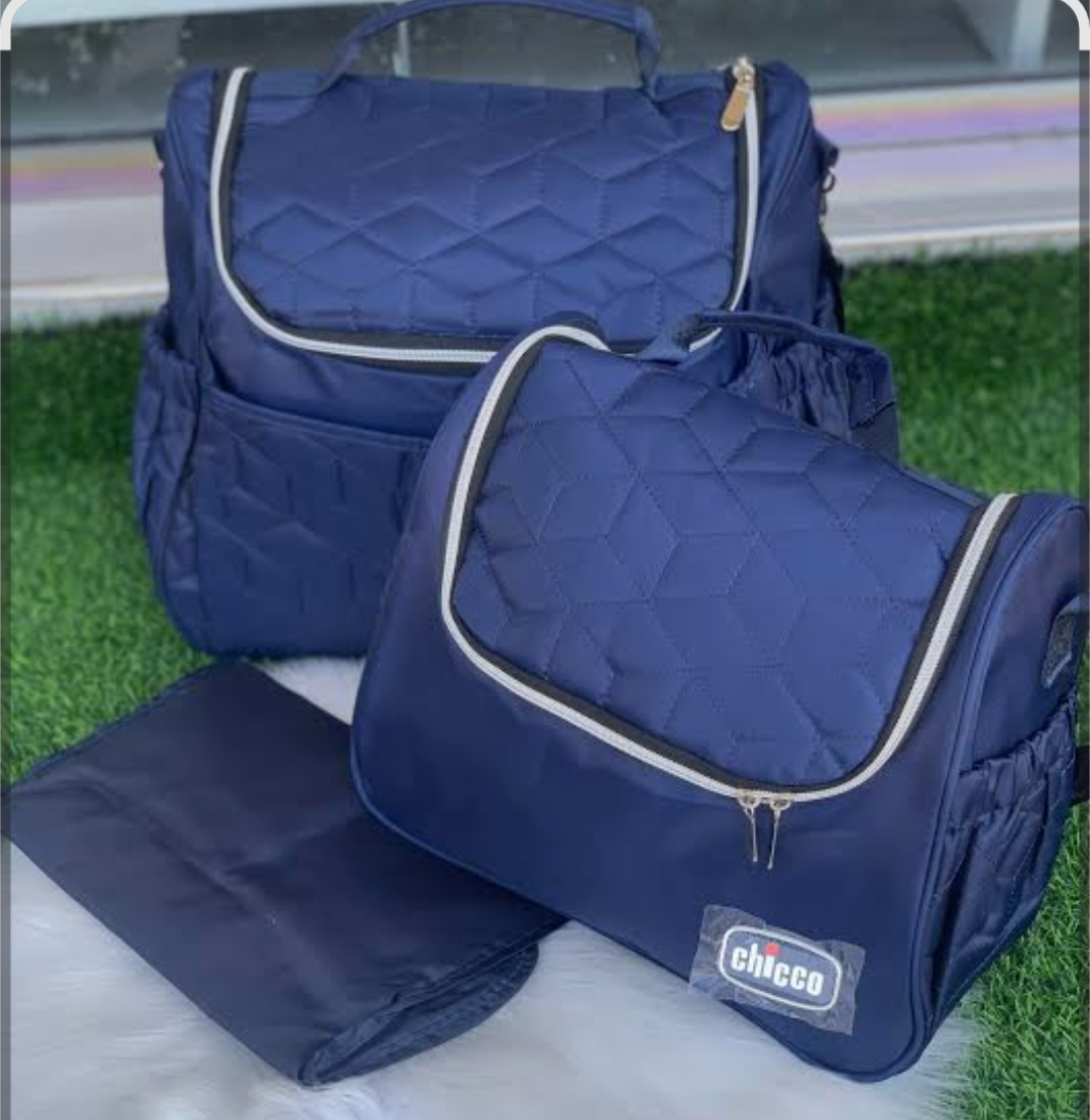 Premium 2-Piece Baby Diaper Bag Set – Large Capacity & Stylish Design (Grey & Blue)