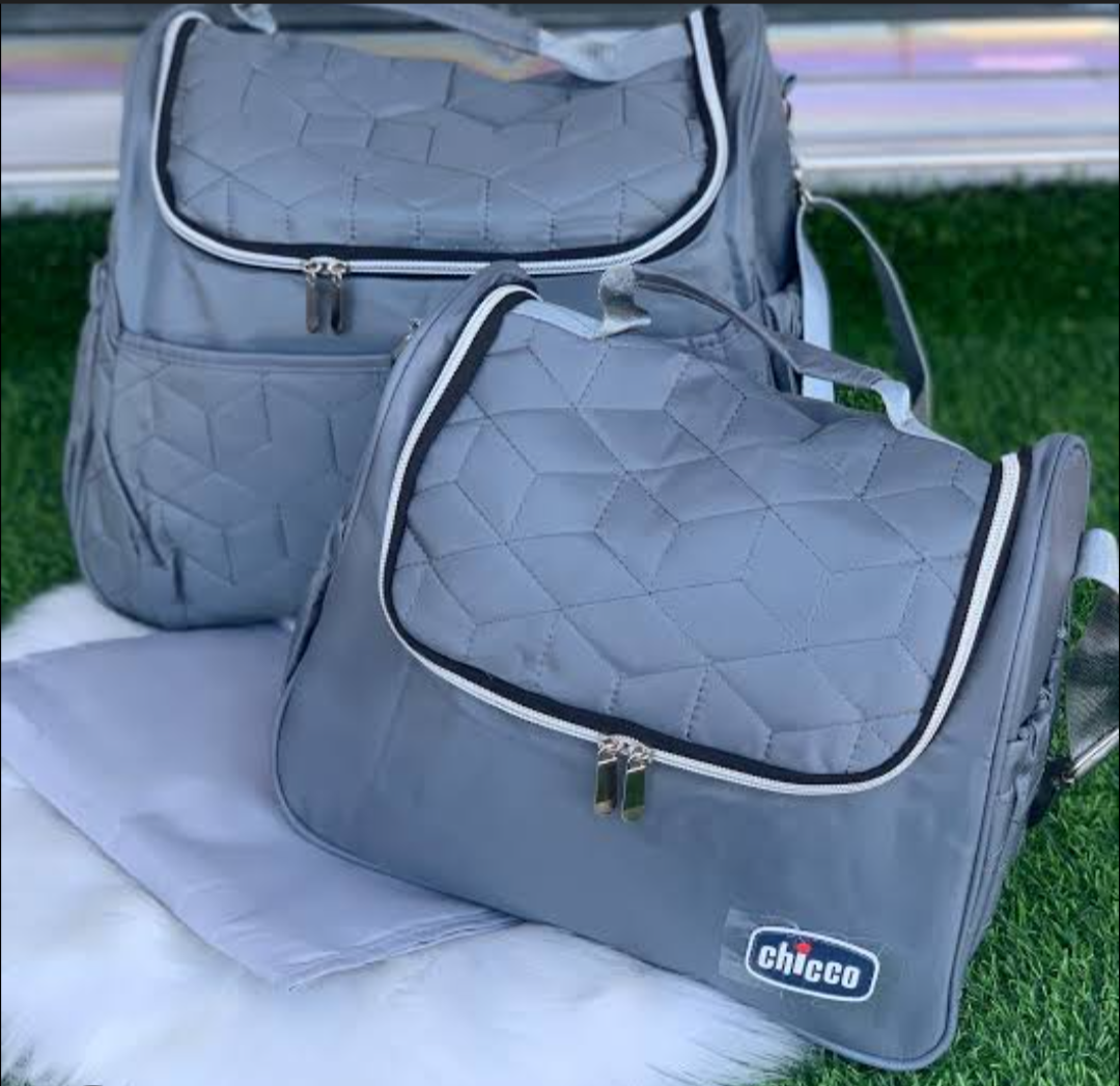 Premium 2-Piece Baby Diaper Bag Set – Large Capacity & Stylish Design (Grey & Blue)