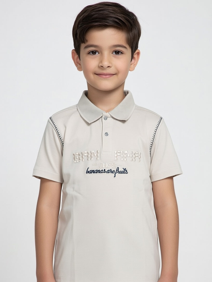 Premium Boys Banana Printed Cotton Polo Shirt – Stylish Summer Comfort Wear for Kids