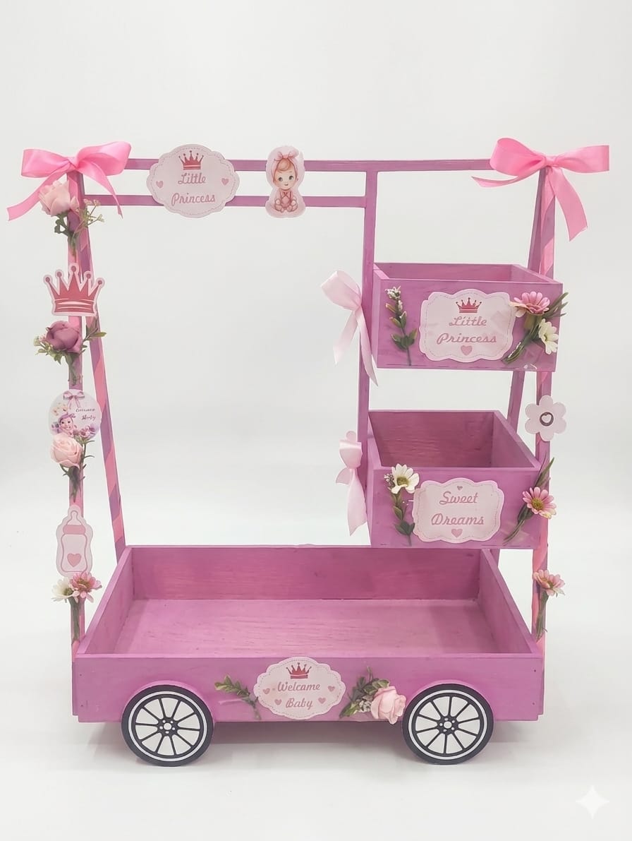 Decorative Baby Carriage Display Stand For Nursery Organizing Gift Hampers