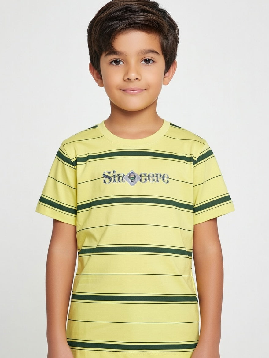 Premium Boys Cotton Striped Crew Neck T-Shirt – Stylish Casual Wear for Everyday Comfort