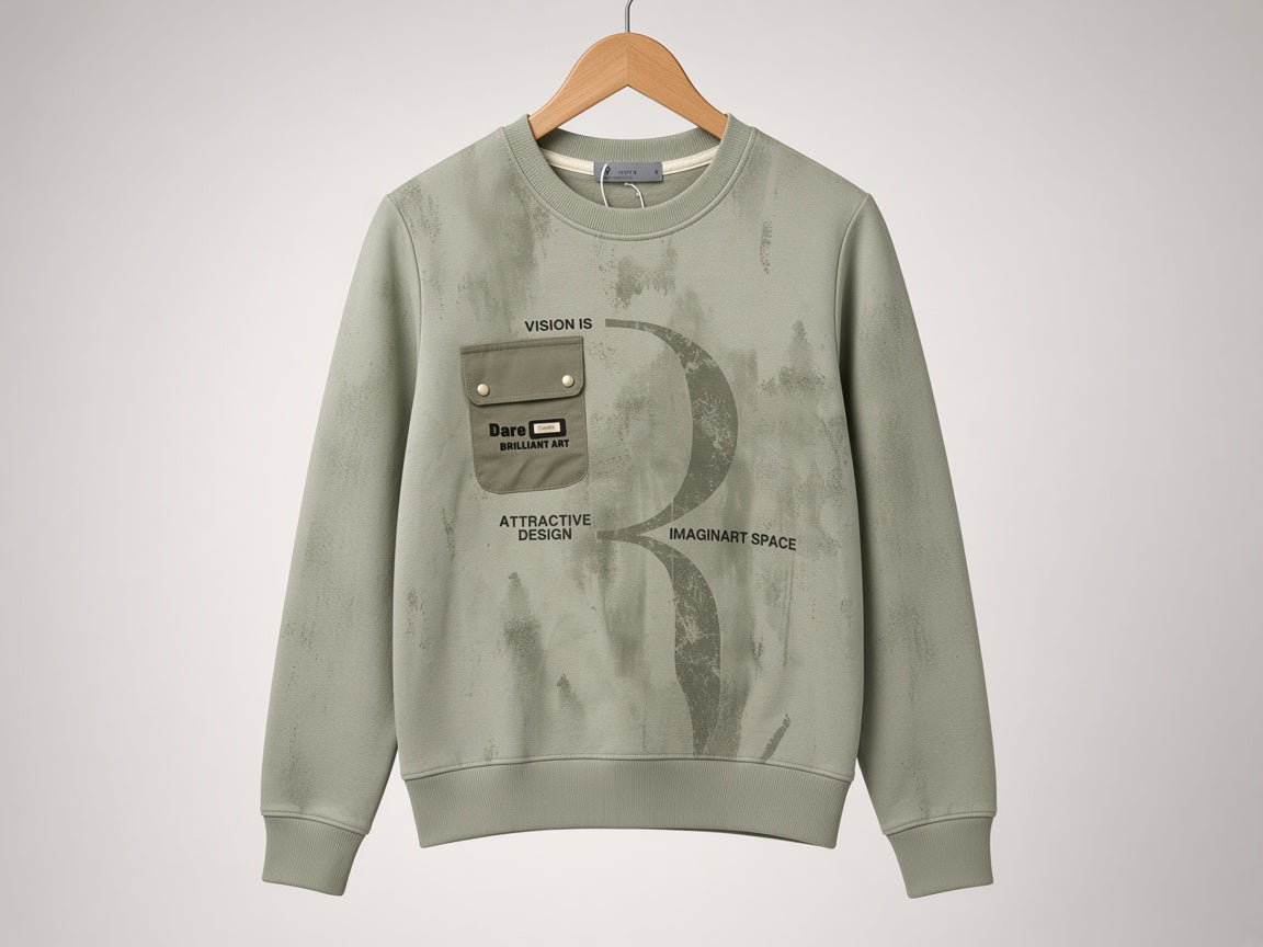 Stylish Kids Graphic Printed Sweatshirt With Chest Pocket Winter Wear