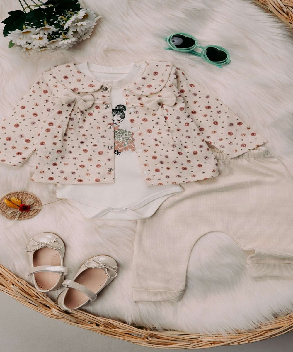 Turkey Imported Baby Queen Suit 3-Piece (9-12 Months) | Bodysuit + Upper + Trouser Set