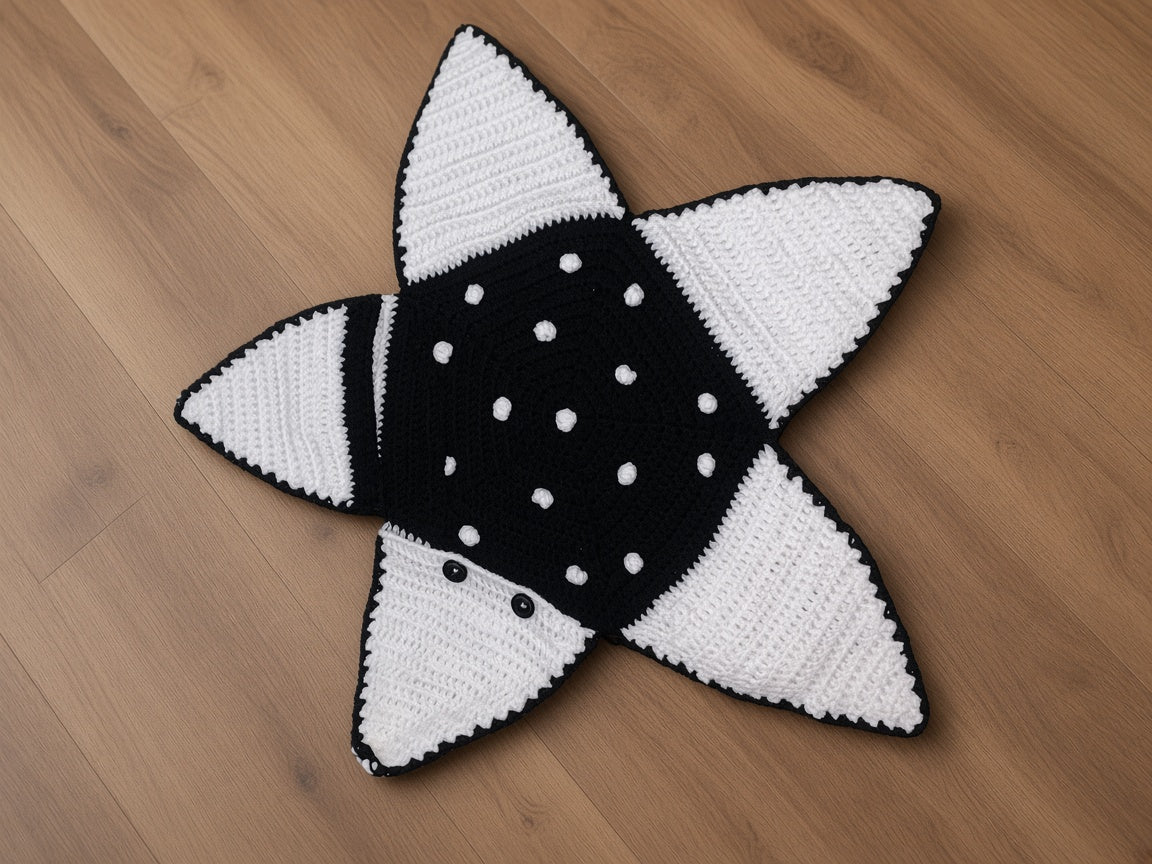 Handmade Crocheted Star Shaped Baby Sleeping Bag Swaddle Blanket With Button Closure