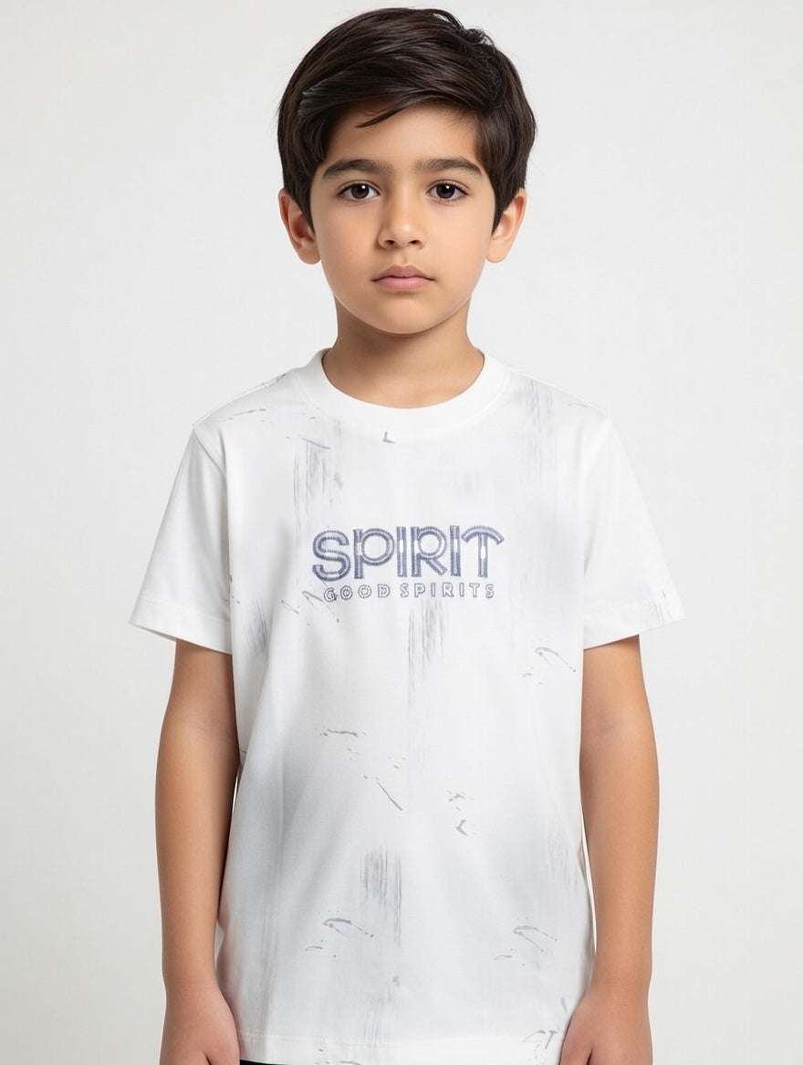Boys Spirit Good Spirits Graphic Print Cotton T-Shirt Comfortable Premium Quality Trendy Casual Wear