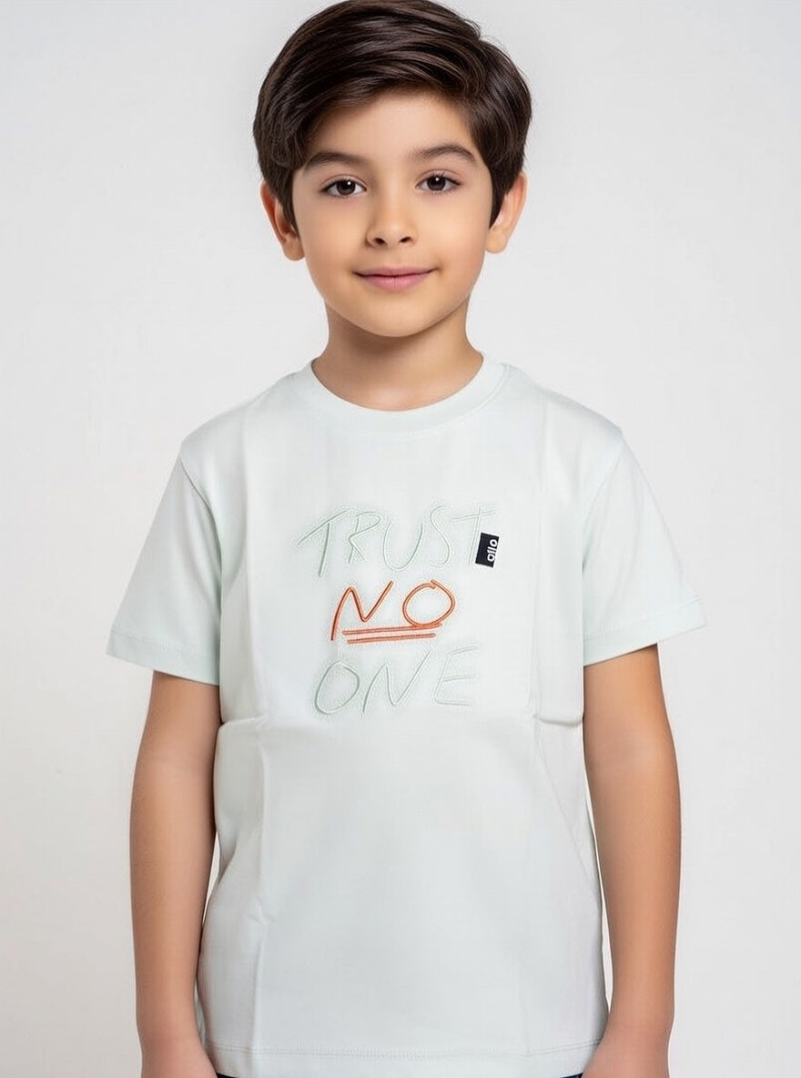 Boys Premium Cotton Graphic Print T-Shirt – Stylish Trust No One Slogan Casual Summer Wear