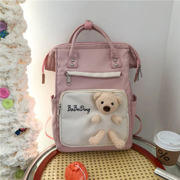 Premium Baby Diaper Backpack with Cute Down Teddy Design – Large Capacity