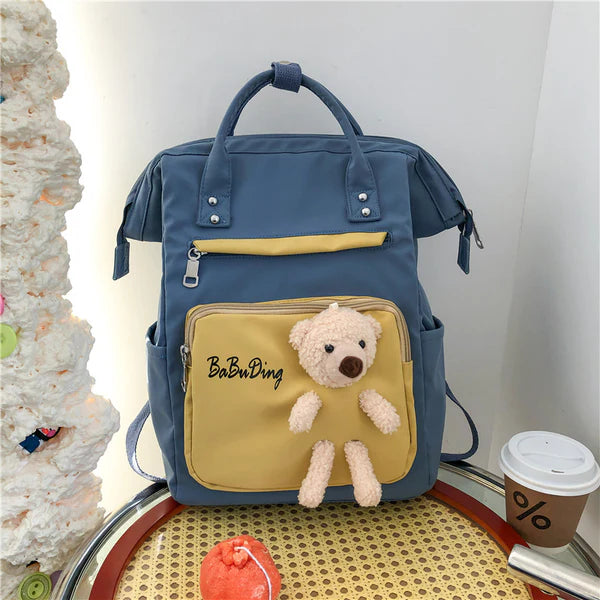 Premium Baby Diaper Backpack with Cute Down Teddy Design – Large Capacity