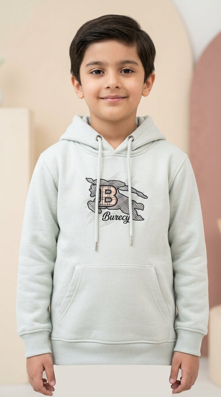 Stylish Boys Bureey Graphic Print Fleece Hoodie Warm Winter Casual Pullover Sweatshirt
