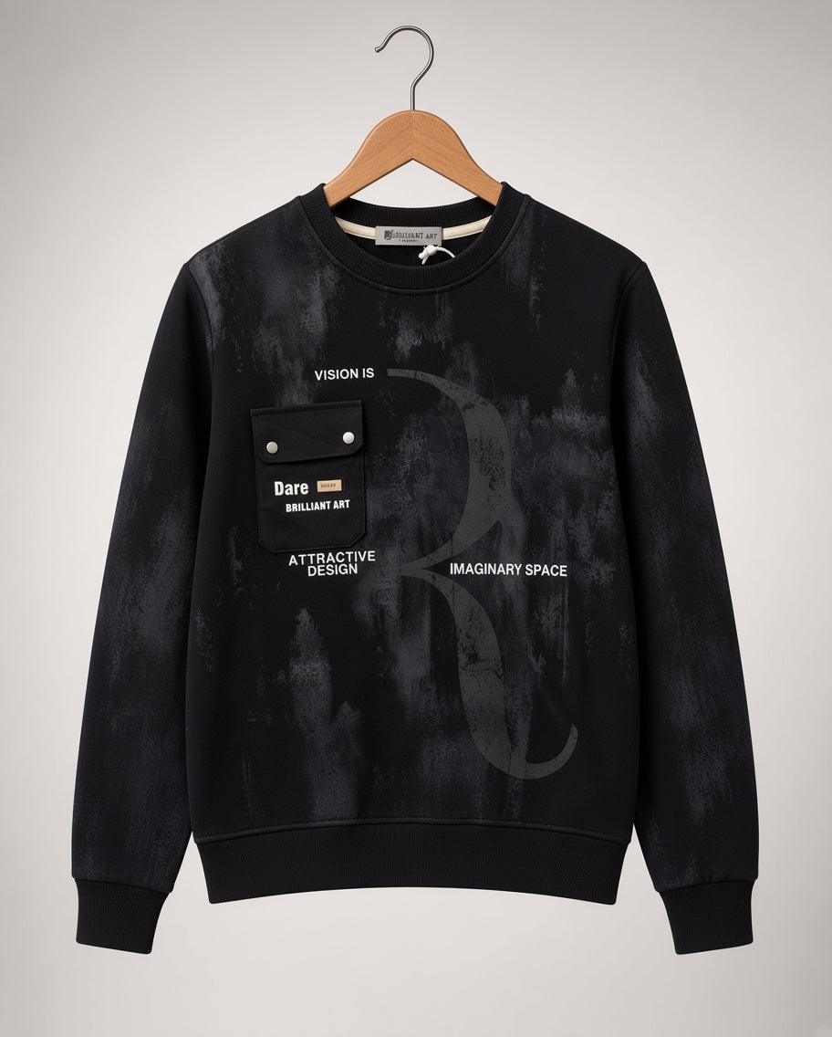 Stylish Kids Graphic Printed Sweatshirt With Chest Pocket Winter Wear