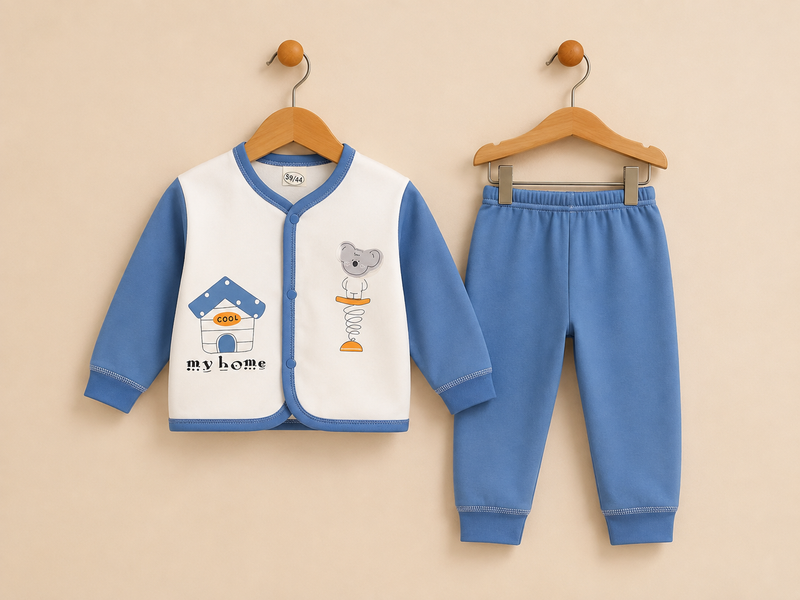 Baby Boys Or Girls Long Sleeve Cardigan And Pants Set With My Home Print