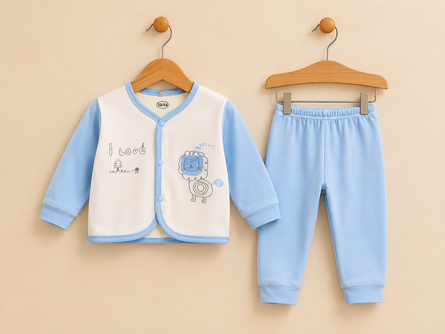 Baby Boys Or Girls Long Sleeve Cardigan And Pants Set With Lion Print