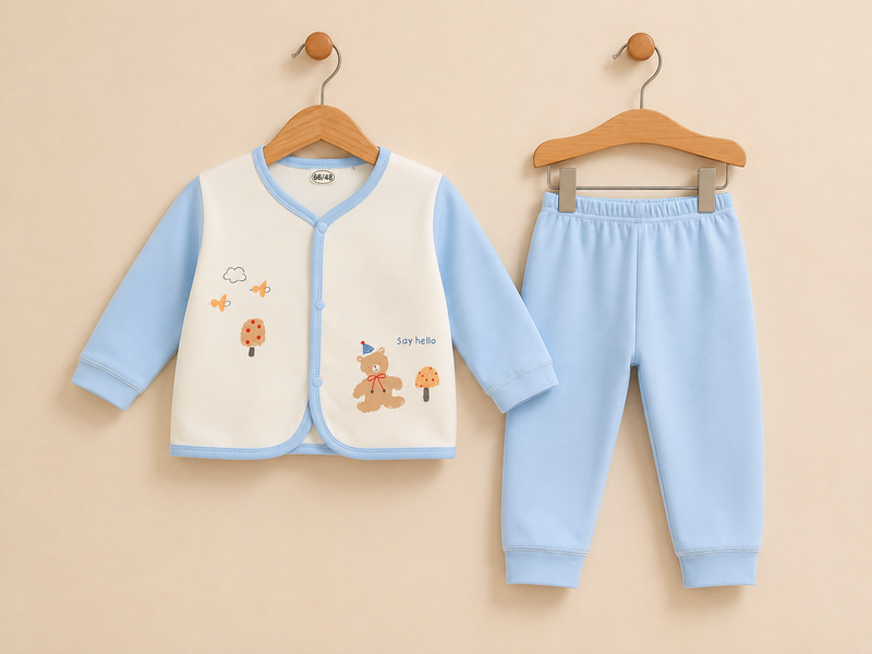 Baby Boys Or Girls Snaps Front Cardigan And Pants Say Hello Bear Pajama Set