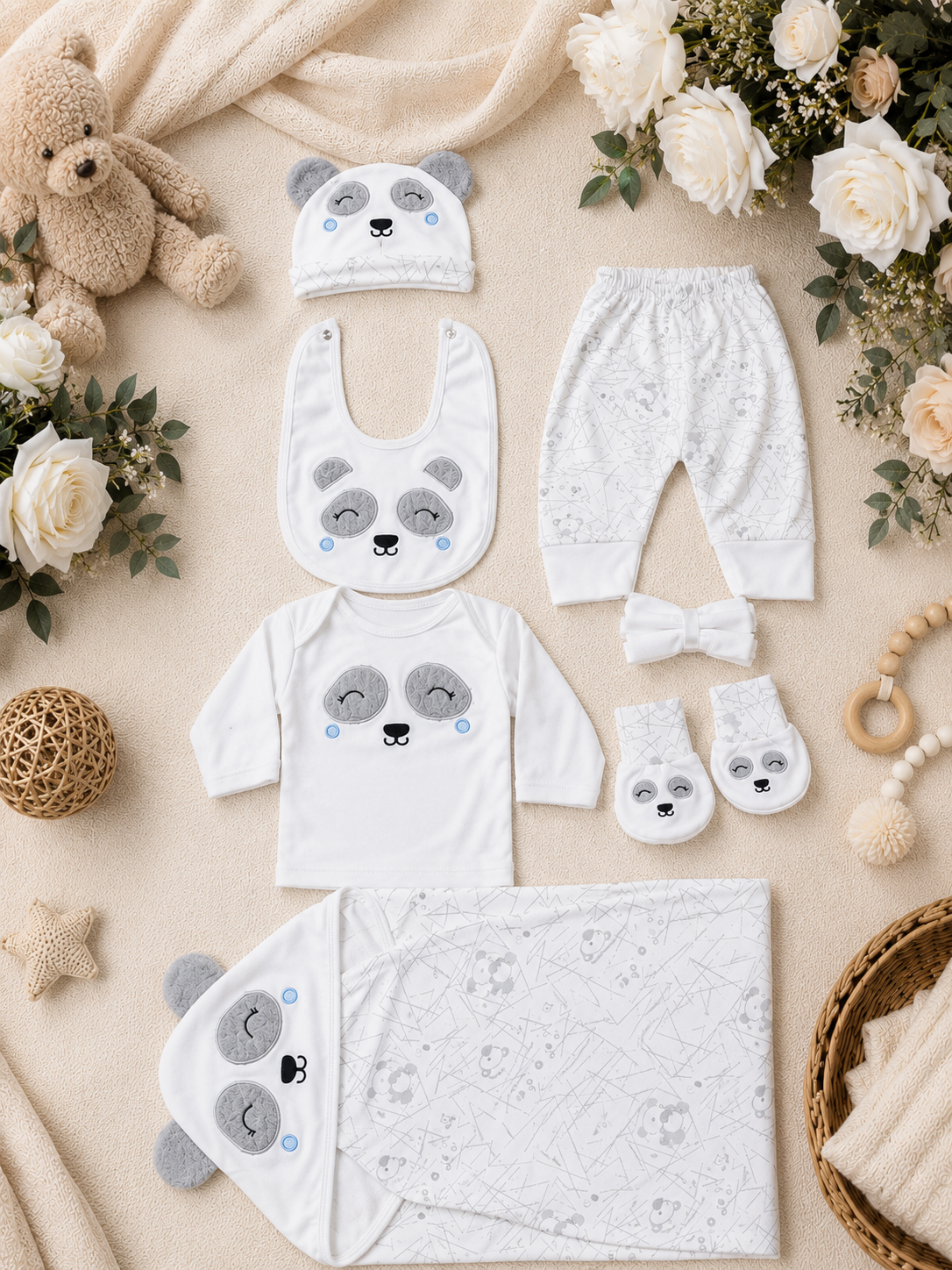 Complete Premium Cotton Newborn Baby Clothing Set With Adorable Panda Theme Design For Comfort