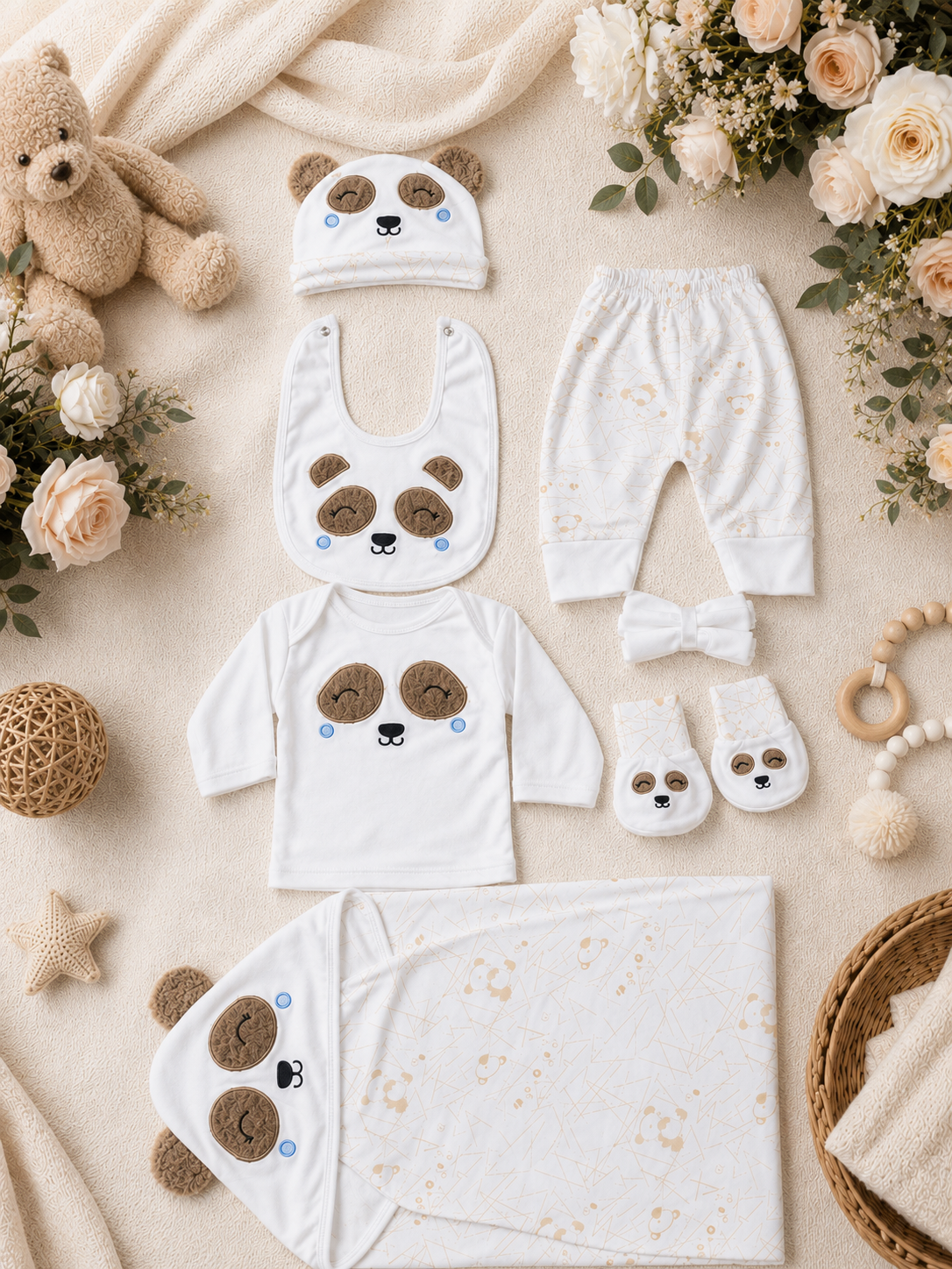 Complete Premium Cotton Newborn Baby Clothing Set With Adorable Panda Theme Design For Comfort