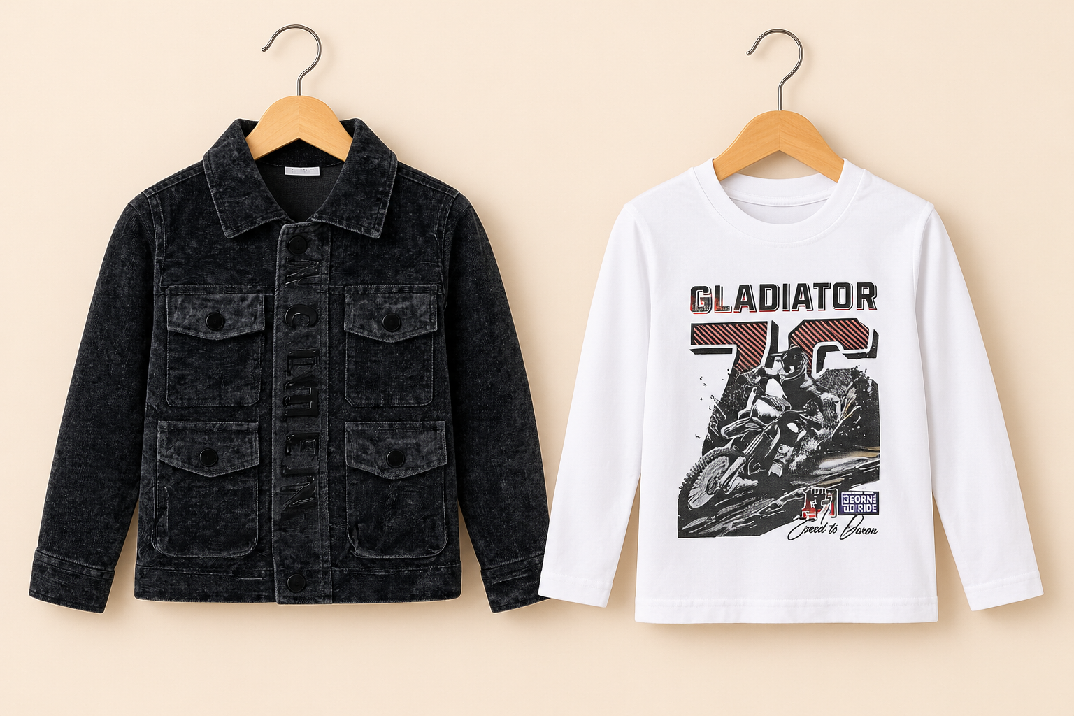 Boys Winter 2-Piece Corduroy Flap Pocket Jacket With Gladiator Graphic Inner Shirt