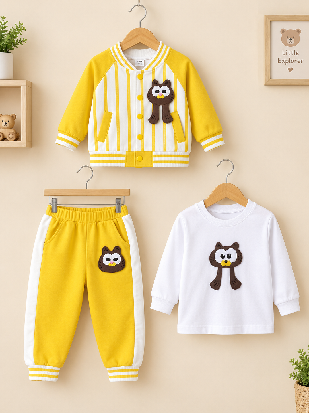 Kids 3-Piece Character Print Jacket T-Shirt And Jogger Tracksuit Set