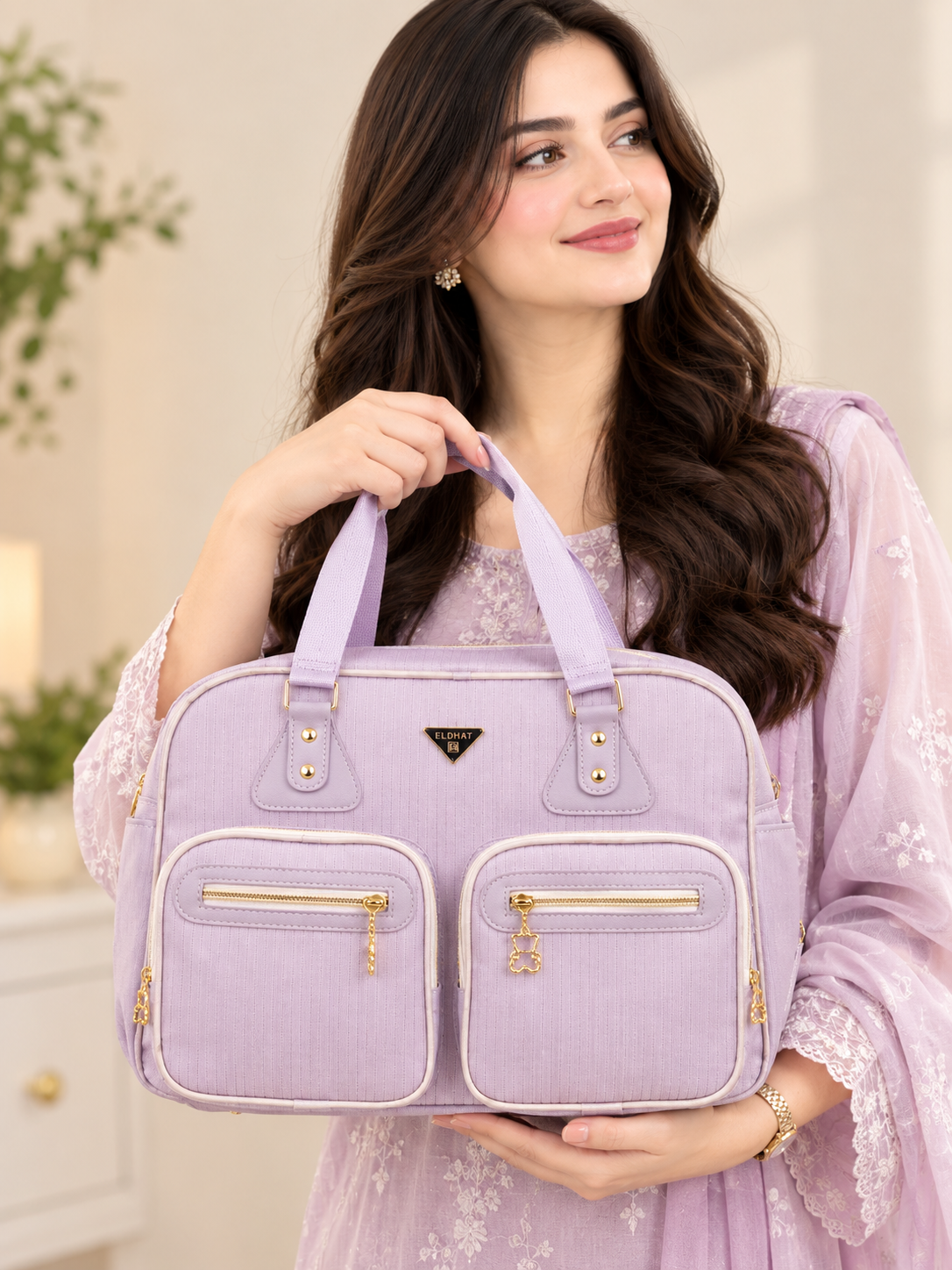 Stylish Multi Pocket Travel Handbag with Dual Front Compartments and Comfortable Carry Handles
