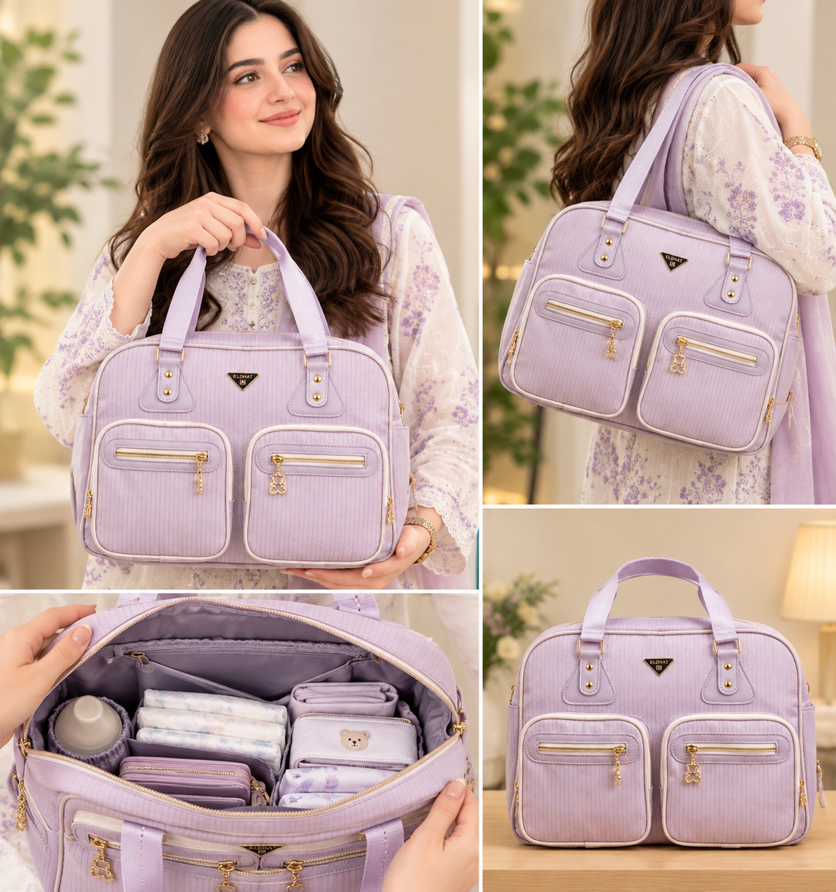 Stylish Multi Pocket Travel Handbag with Dual Front Compartments and Comfortable Carry Handles