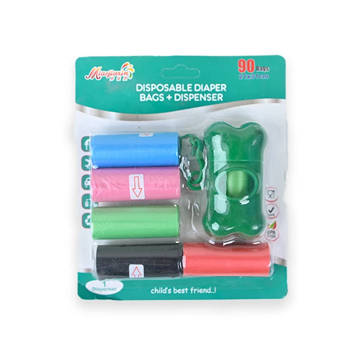 Portable Disposable Diaper Bags Dispenser Set with 90 Bags for Hygienic Travel Use