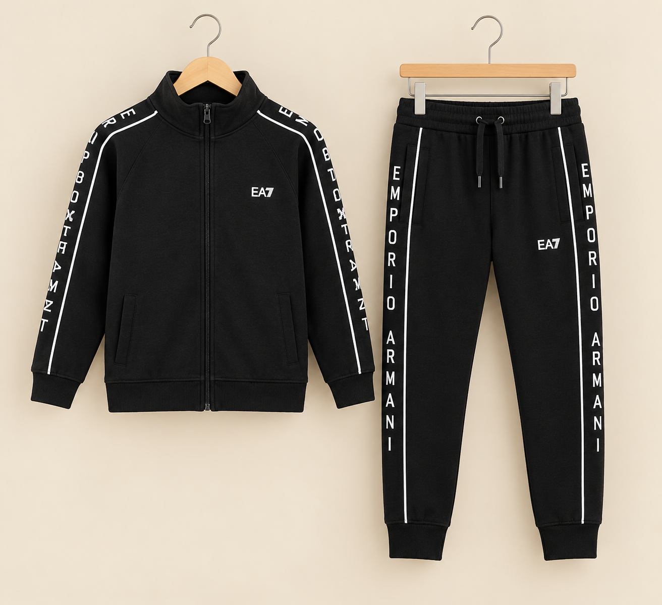 Kids Active Tracksuit Set With Zip Jacket And Logo Taped Joggers