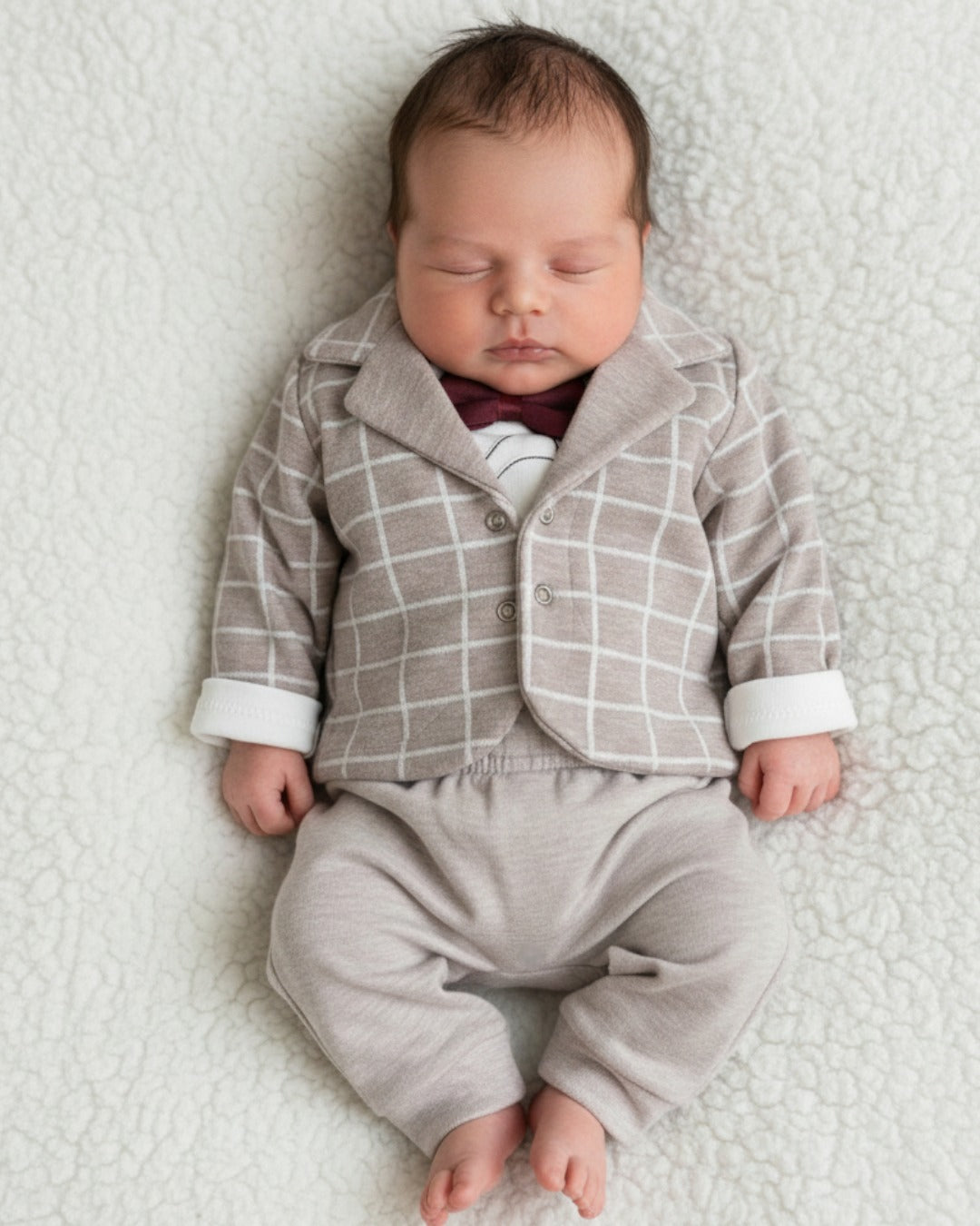 Turkey Imported Baby Girl 3-Piece Set (0–9 Months) | Coat + T-Shirt + Trouser | Elephant Print & Red Bow Tie