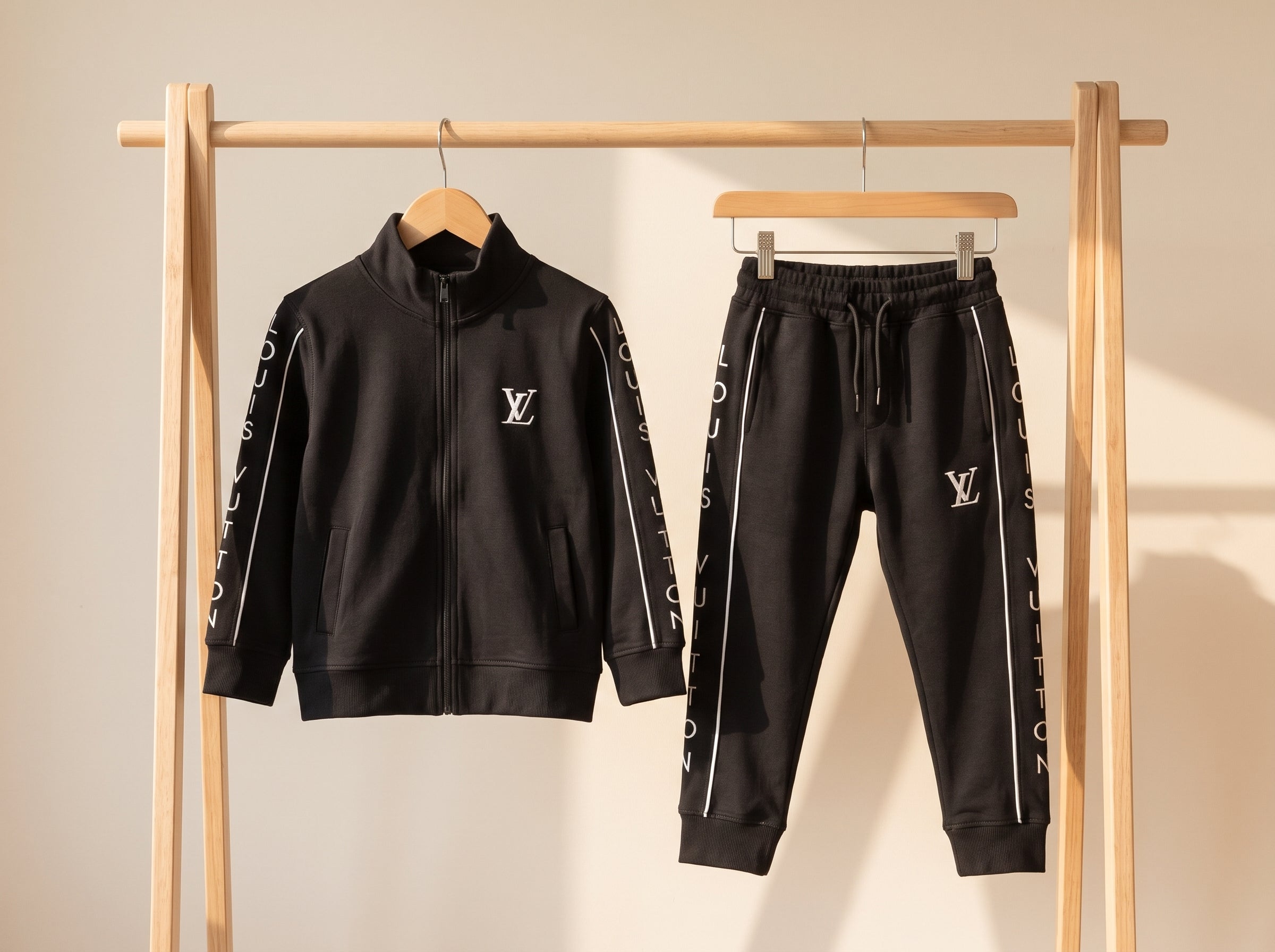 Kids Active Monogram Tracksuit Set With Zip Jacket And Logo Taped Joggers