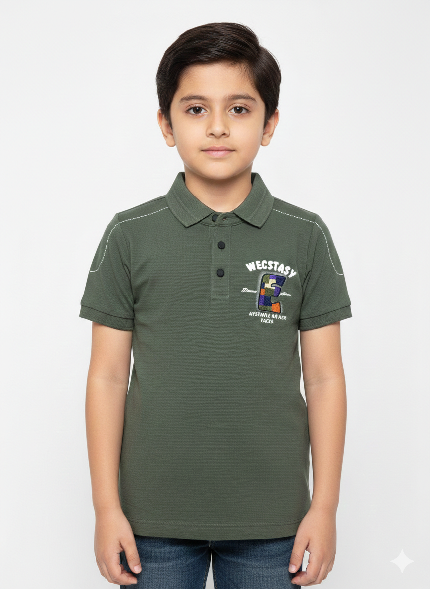 Smart Boys Polo Shirt Available In 5 Vibrant Colors With Elegant Contrast Shoulder Stitching