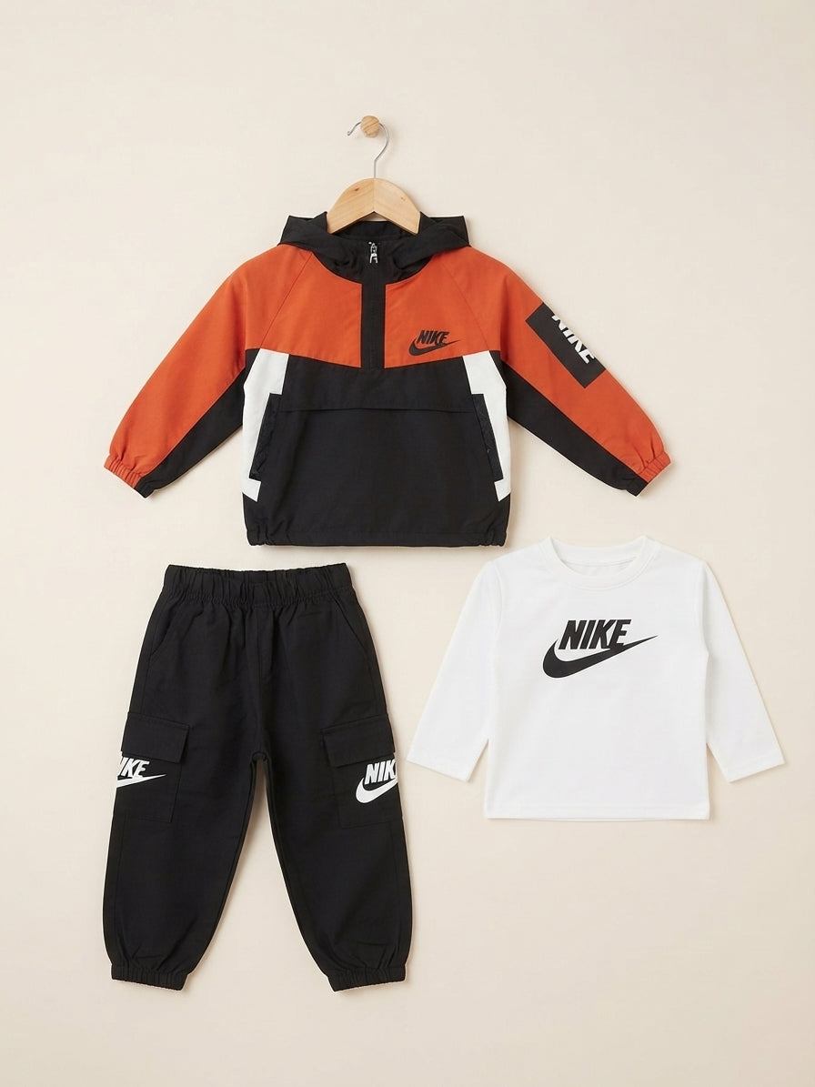 Stylish Kids 3-Piece Outfit With Hooded Jacket, Comfortable Long Sleeve T-Shirt And Jogger Pants