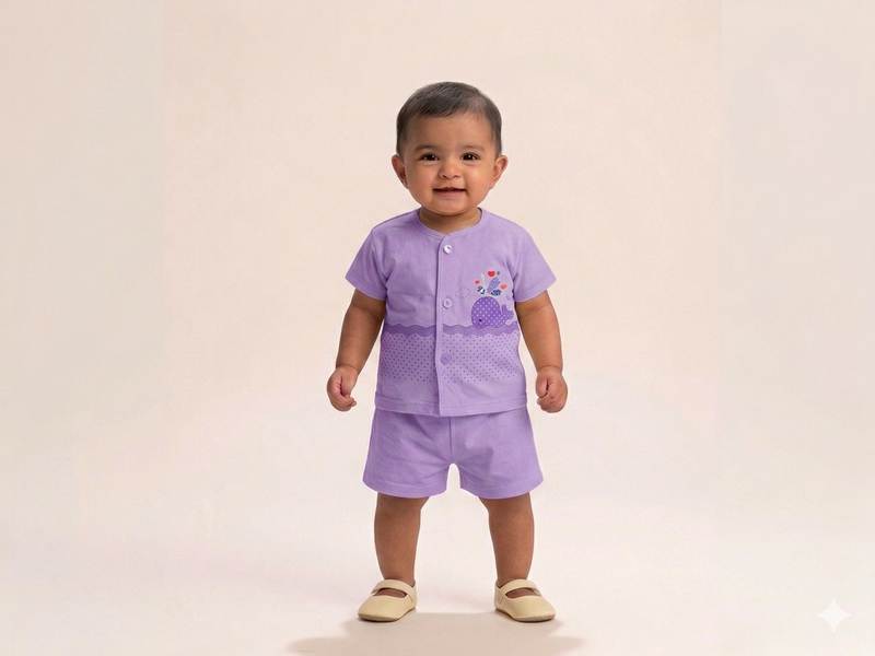 Soft Cotton Whale-Print Top and Shorts Set for Babies: Adorable Summer Comfort