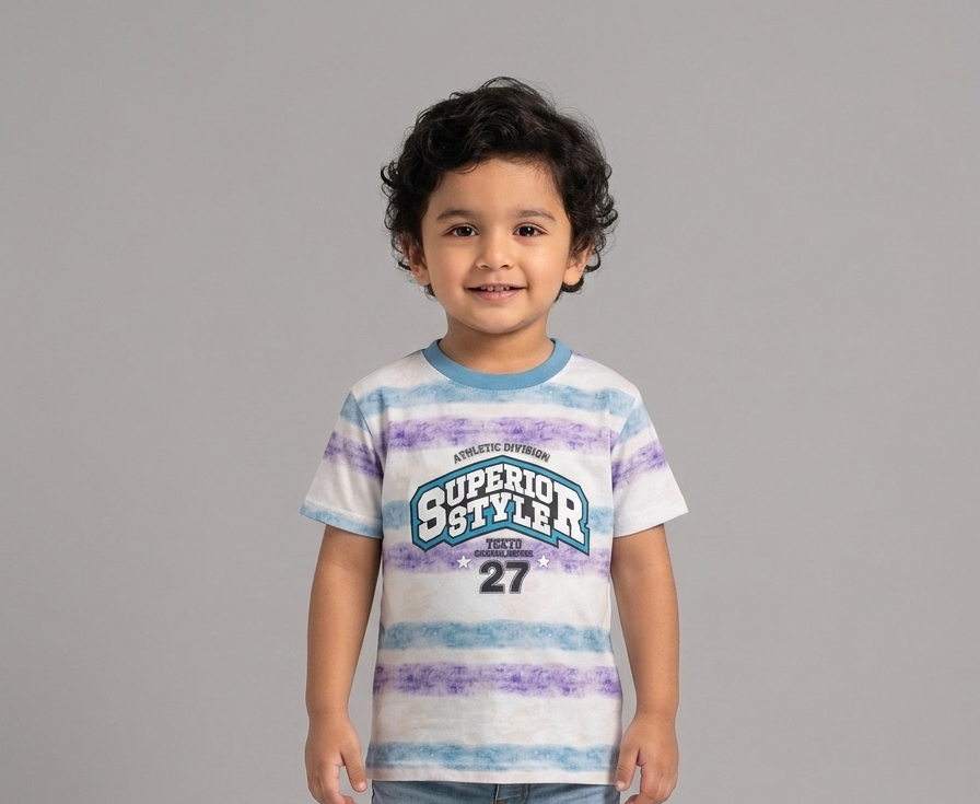 Boys Superior Styler Athletic Division Striped Cotton T-Shirt Comfortable Short Sleeve Casual Summer Tee