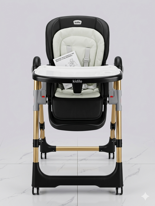 Premium Kidilo Adjustable Baby High Chair - Foldable, Portable Feeding Seat with Removable Tray