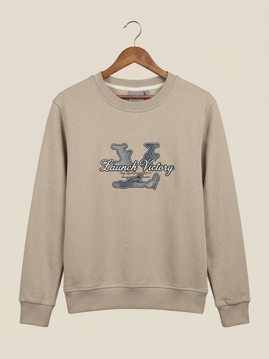 Stylish Half Zip Unique Embroidered Sweatshirt Premium Fleece Winter Casual Pullover Top