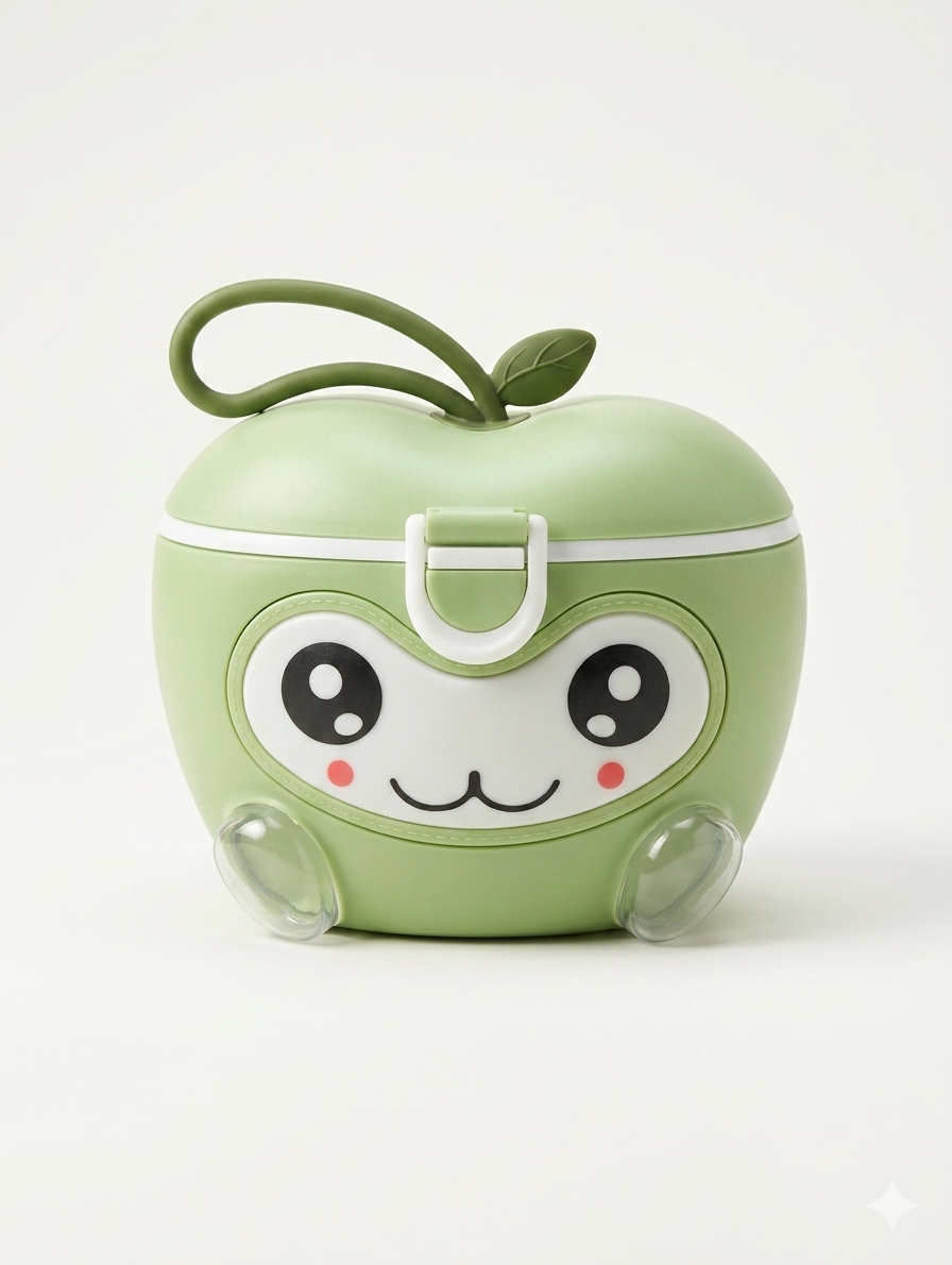 Apple-Shaped Portable Baby Milk Powder Dispenser and Snack Storage Container with Measuring Scoop