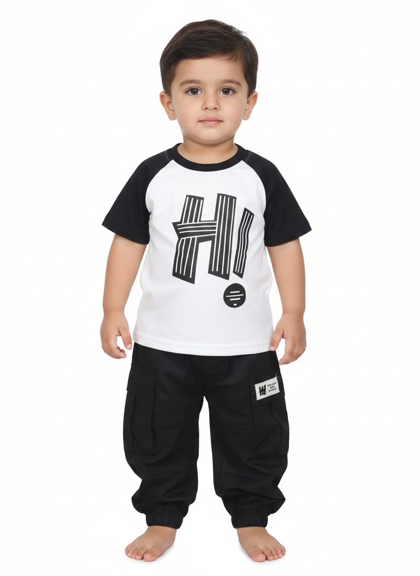 Toddler Boys Modern Graphic Raglan T-Shirt and Cargo Jogger Two Piece Active Set