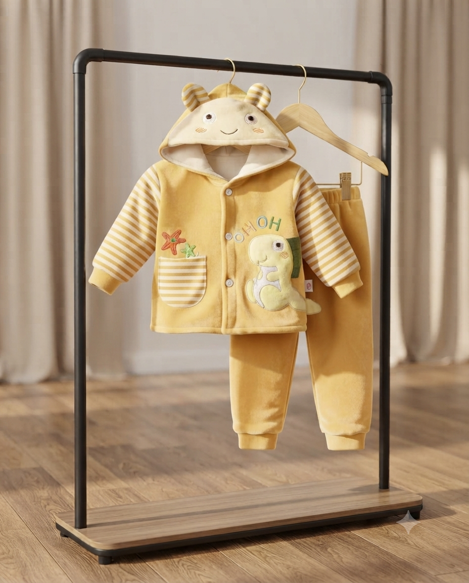 Cute Baby Fleece Hooded Jacket and Pants Set