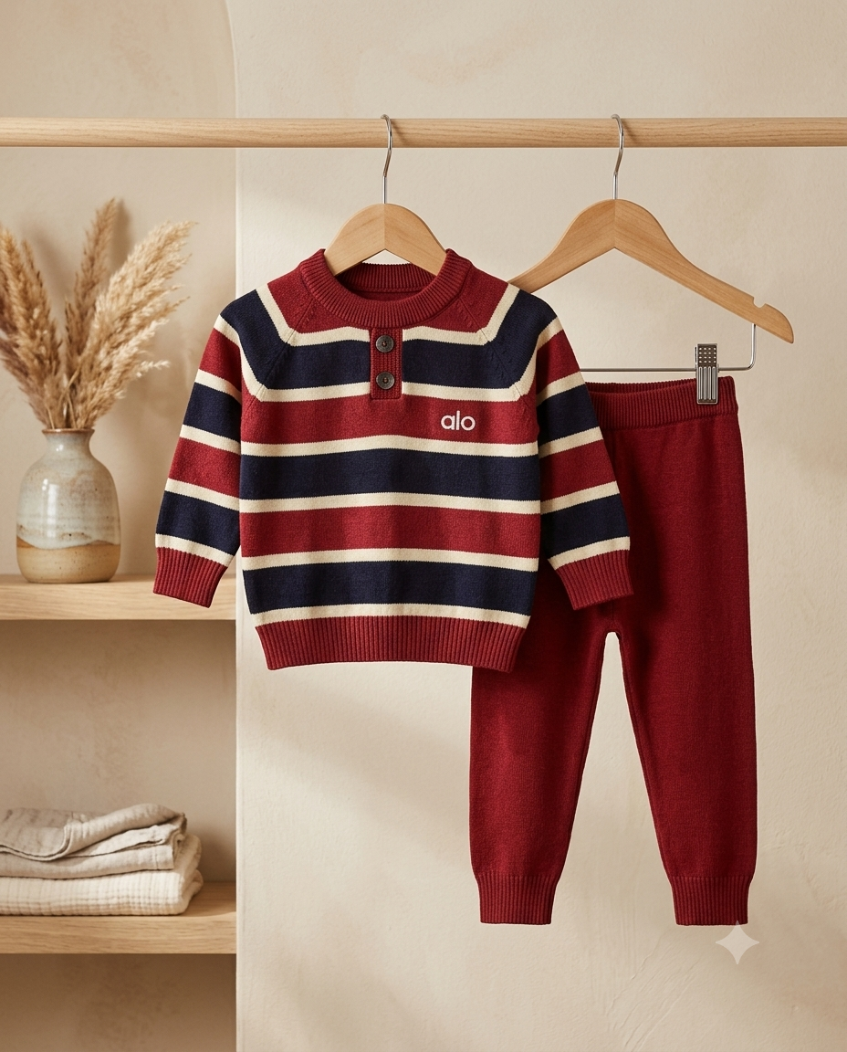 Enhance your child's wardrobe with this elegant and comfortable knitted outfit, perfect for any occasion.