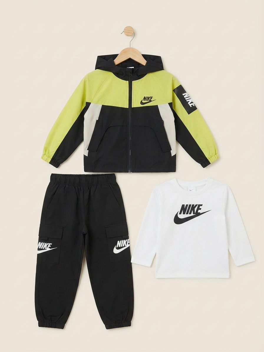 Stylish Kids 3-Piece Outfit With Hooded Jacket, Comfortable Long Sleeve T-Shirt And Jogger Pants