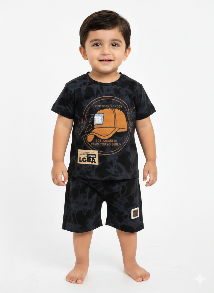 Toddler Boys' Fashionable Plaid Layered Sets and Cool Tie-Dye Graphic T-Shirt and Shorts Ensembles