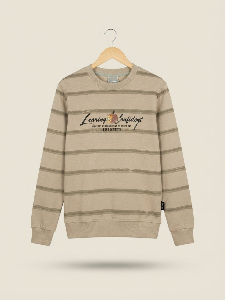 Stylish Striped Graphic Print Fleece Sweatshirt For Men And Women Casual Winter Wear