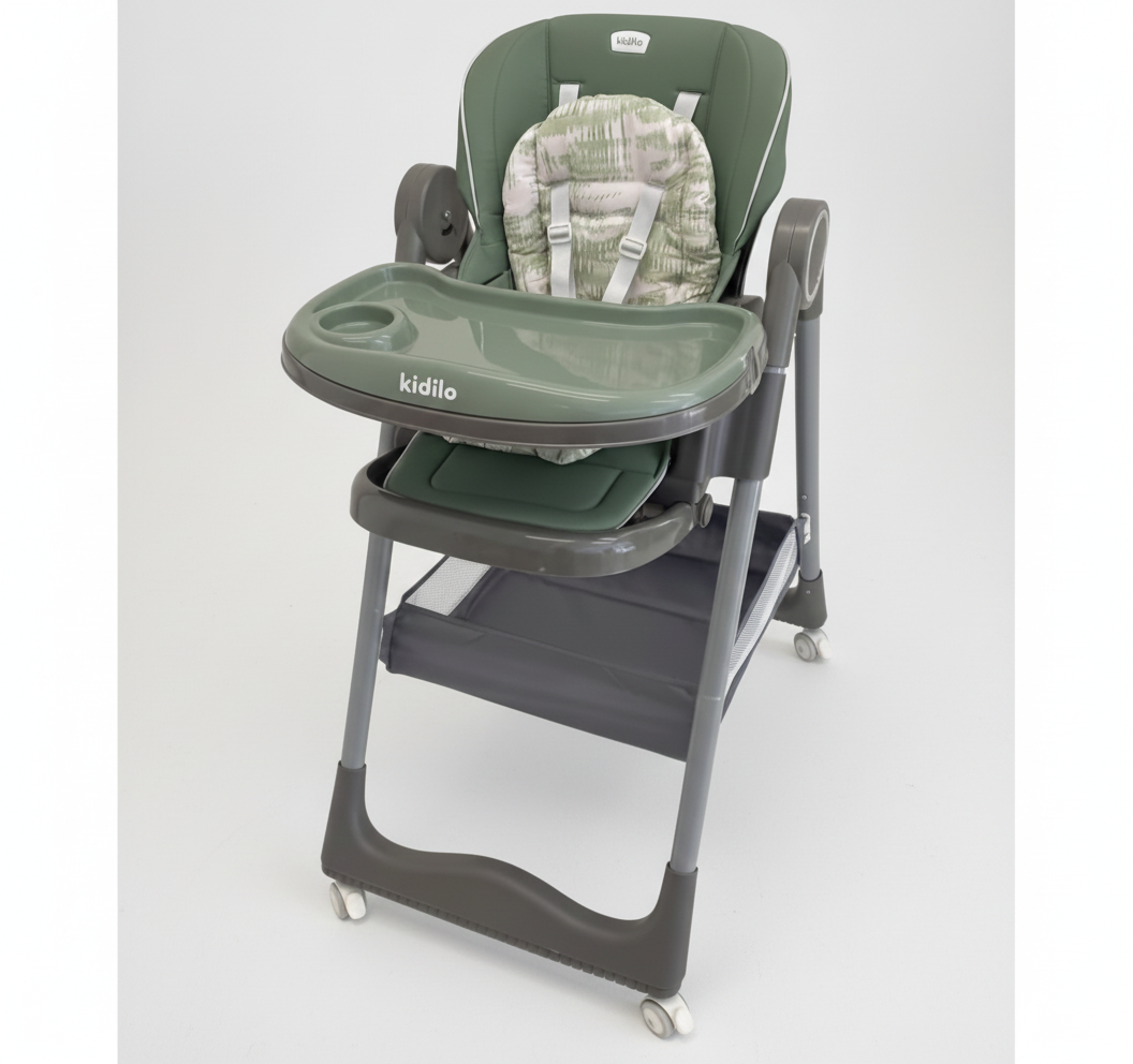 Kidilo Baby High Chair – Adjustable, Foldable & Safe Feeding Chair for Babies