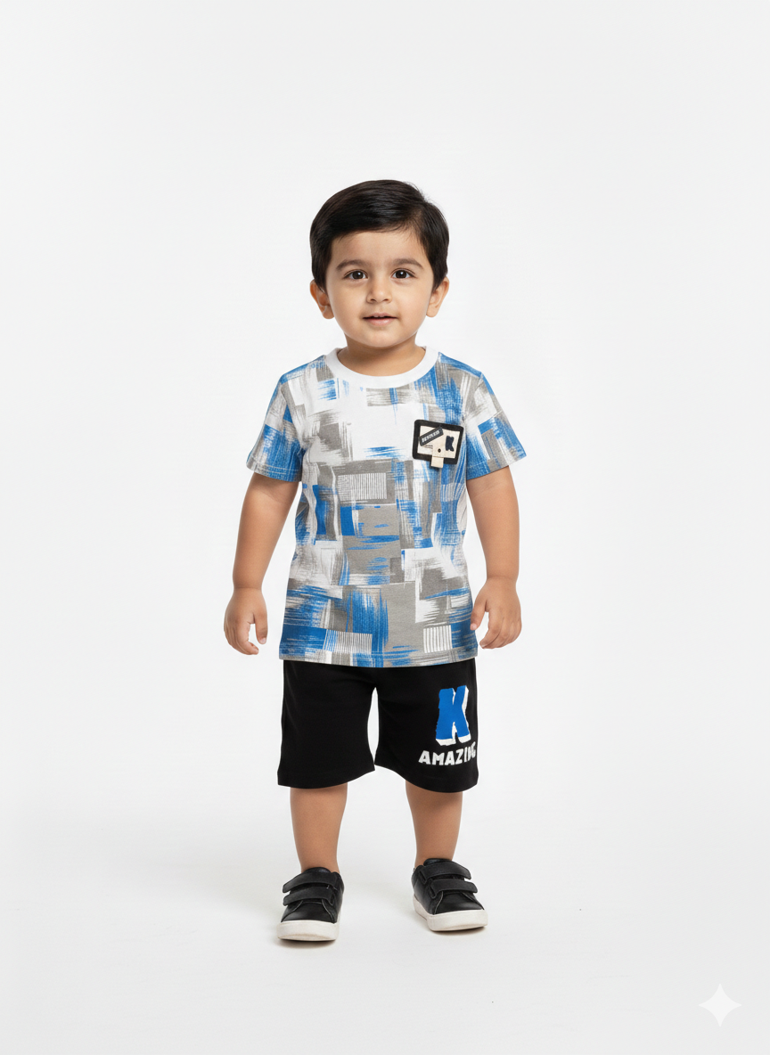 Toddler Boys' 2-Piece Abstract Graphic T-Shirt and "Amazing K" Shorts Set