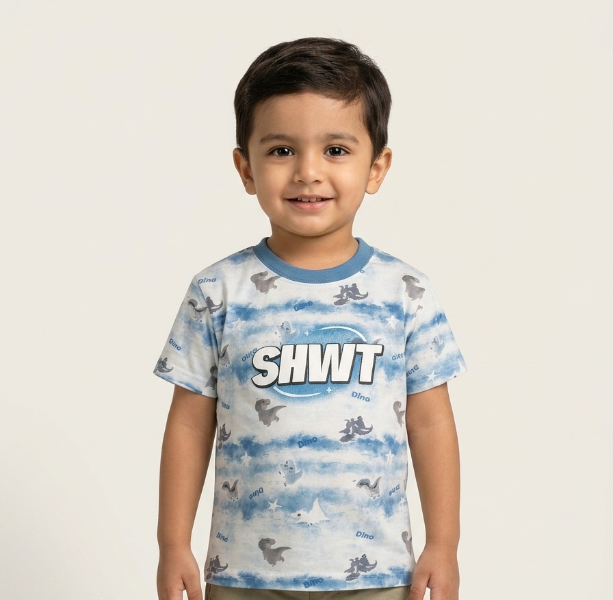Boys Dinosaur Graphic T-Shirt - Comfortable Cotton Blend Short Sleeve Tee for Toddlers and Kids