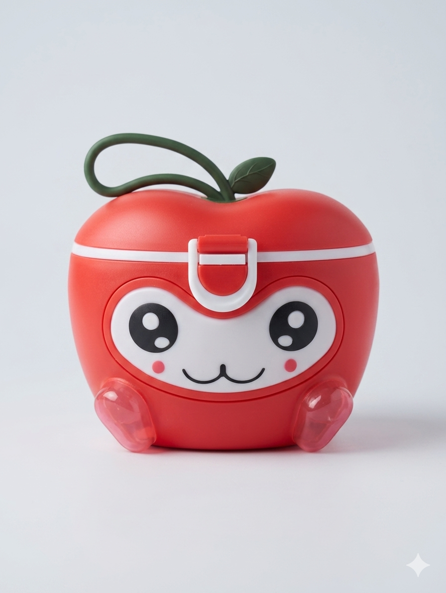 Apple-Shaped Portable Baby Milk Powder Dispenser and Snack Storage Container with Measuring Scoop