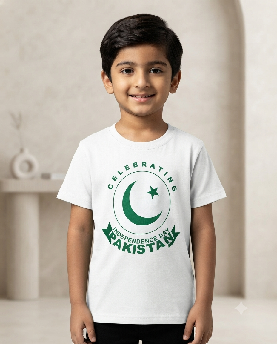 Pakistan Independence Day Premium Graphic T-Shirt For Kids Soft Cotton