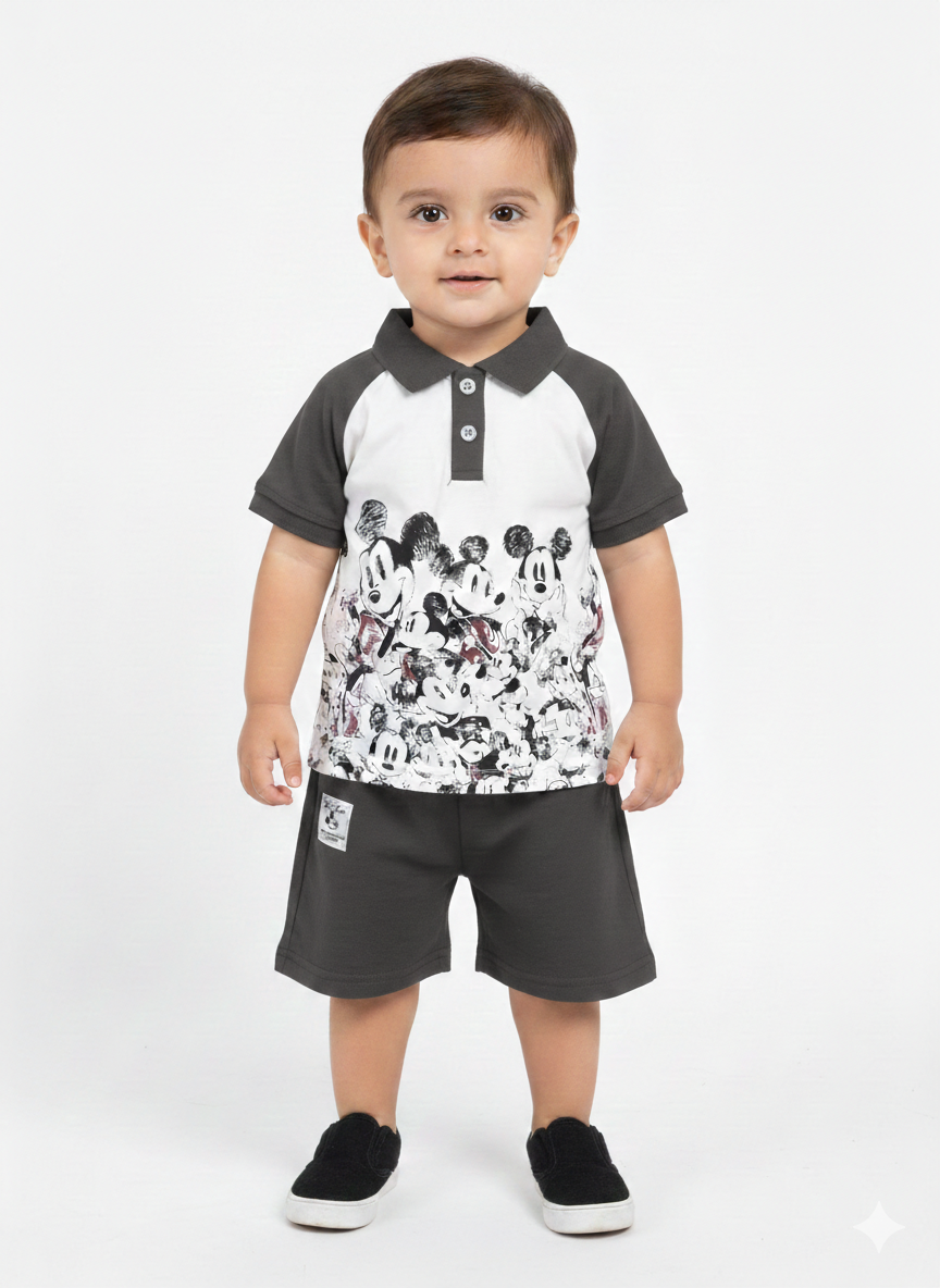 Toddler Boy Disney Mickey Mouse Polo and Shorts Set - Fun Character Graphic Summer Outfit