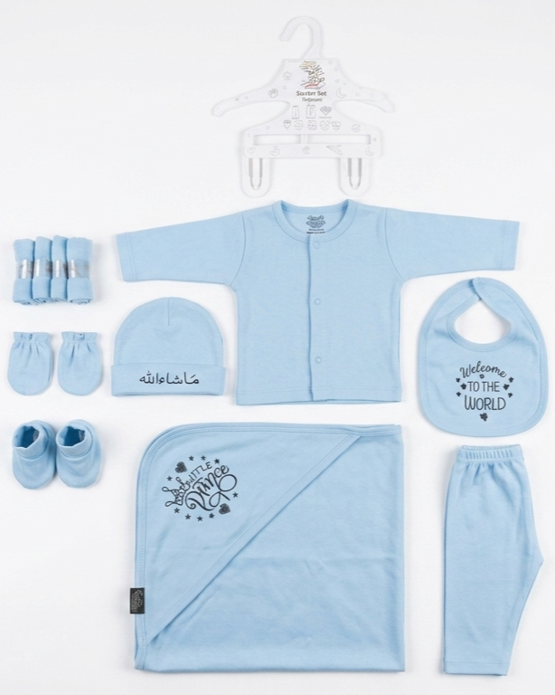 Premium Cotton Newborn Starter Gift Set Little Prince Collection Soft Breathable Baby Essentials Kit