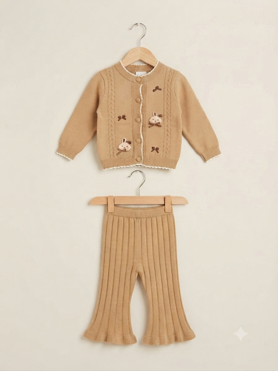 Baby Girl Knitted Cardigan And Trouser Set