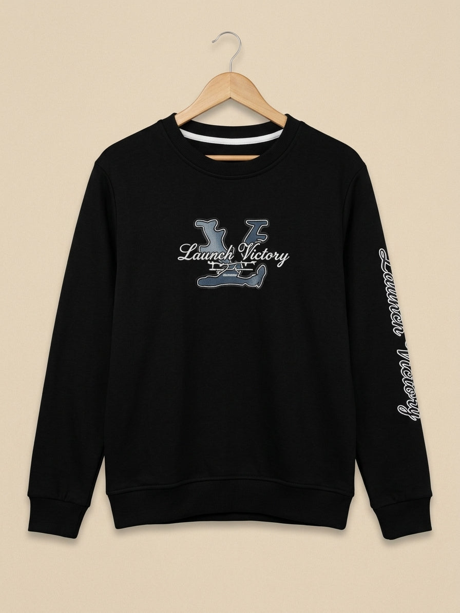 Stylish Half Zip Unique Embroidered Sweatshirt Premium Fleece Winter Casual Pullover Top
